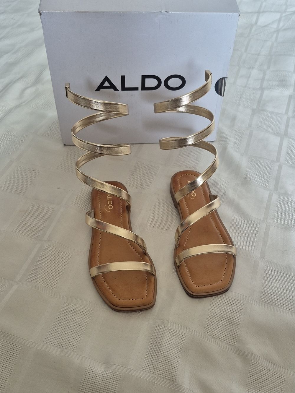 ALDO Gold Spiral Wrap Gladiator Sandals
